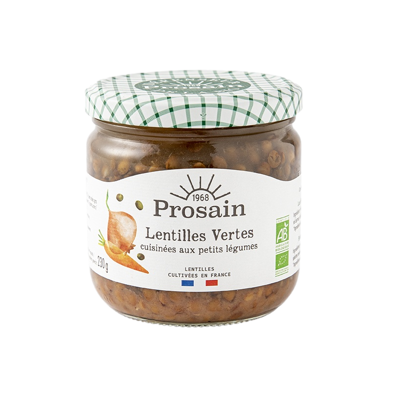 Lentilles vertes bio cuisinées aux petits légumes