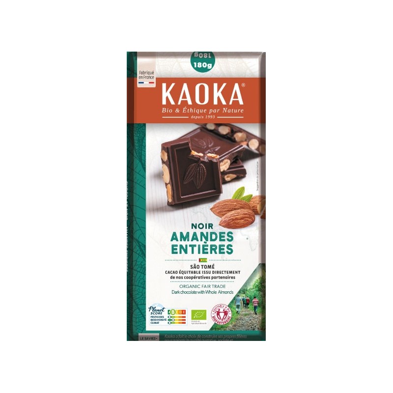 Tablette Noir Cacao Amandes 180Gr 