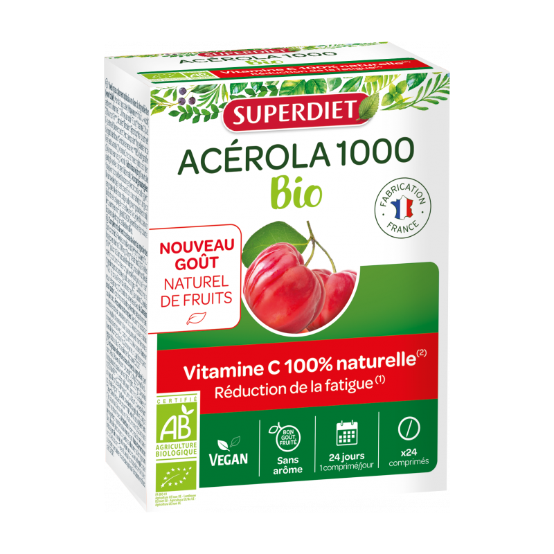 Acérola 1000 Bio Super Diet – 24 Comprimés à Croque