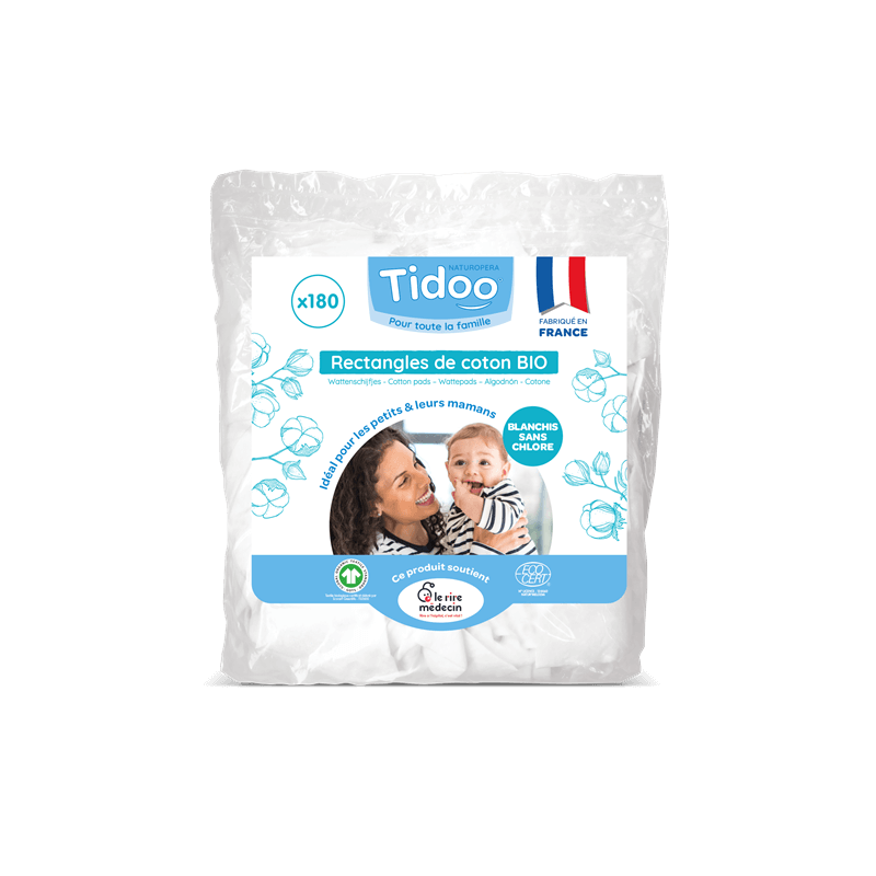 PADS RECTANGLE DE COTON SACHET X180 Tidoo