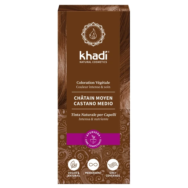 Coloration Végétale Chatain Moyen - 100 G Khadi