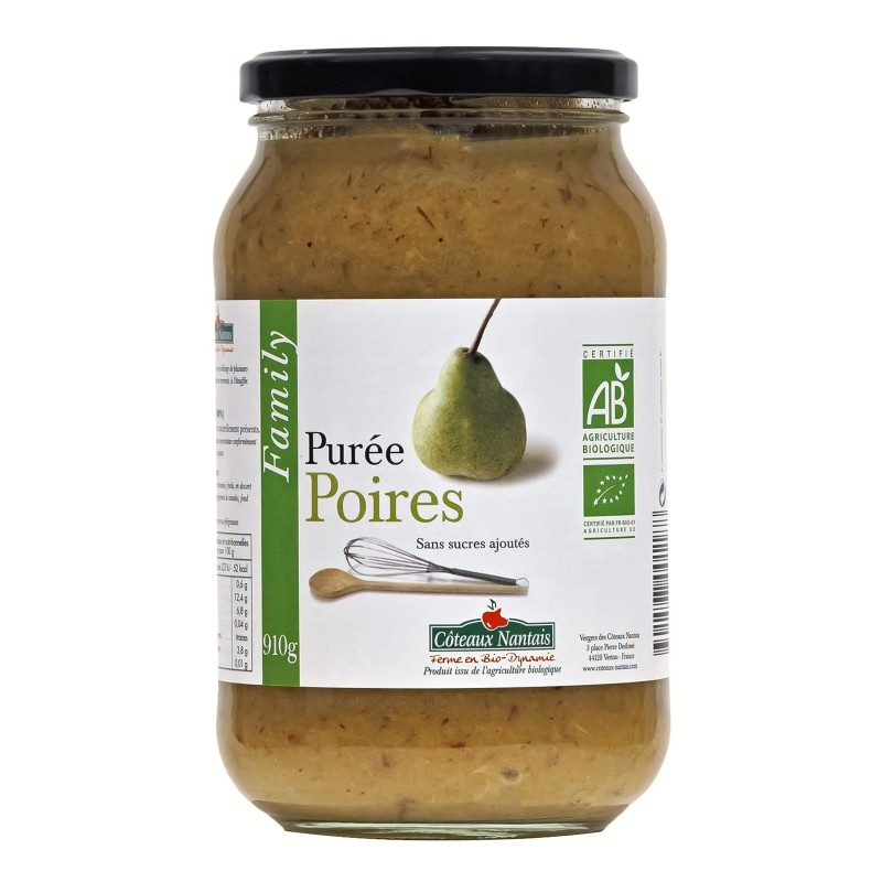 Puree Poire Sans Sucre 910 G Côteaux Nantais