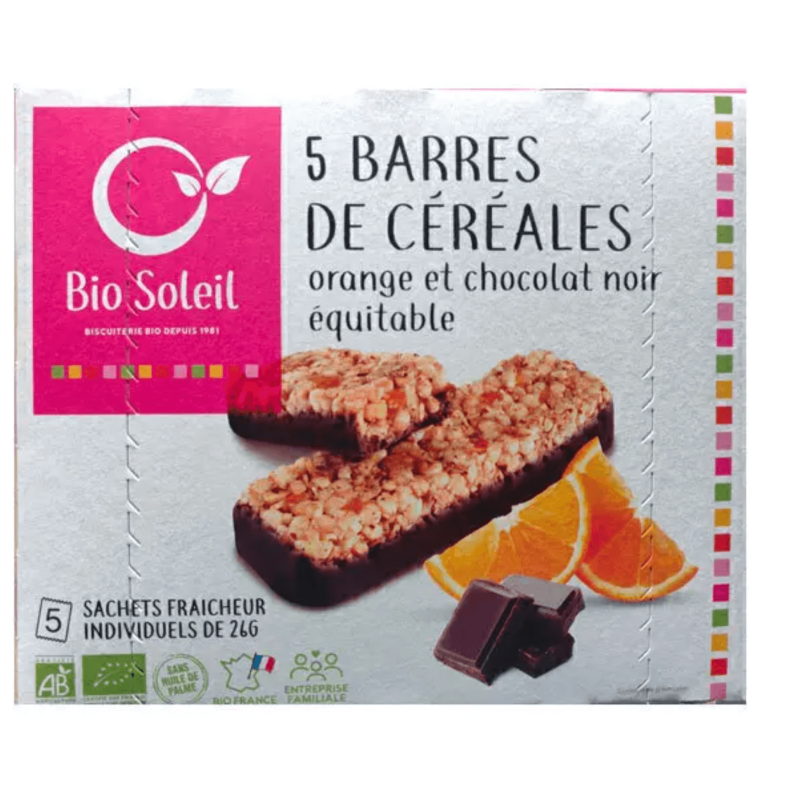 Barre Cereales Chocolat Ecorce D'Orange 130G Biosoleil