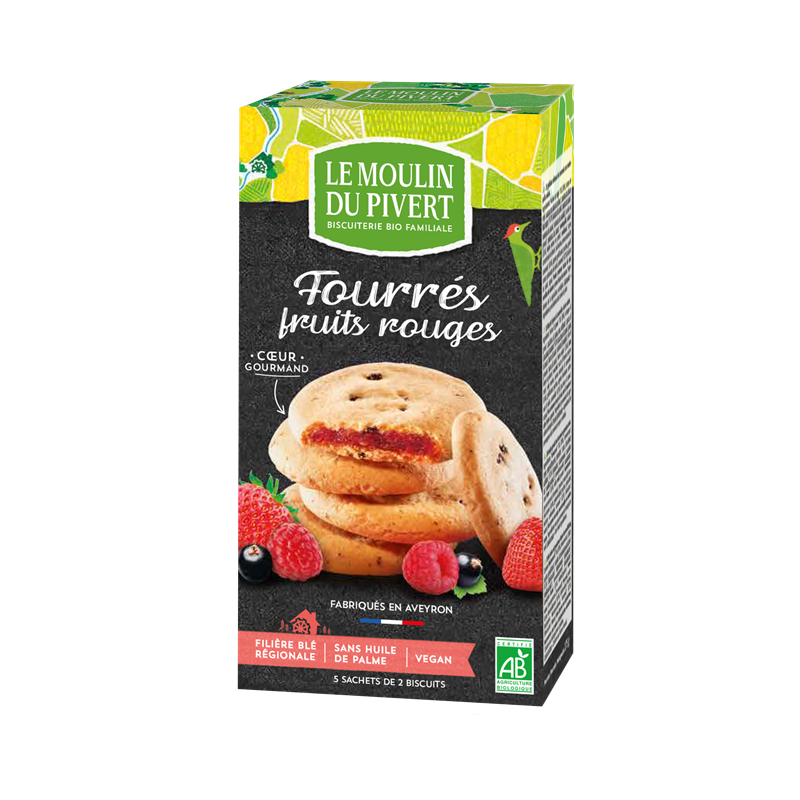 Cookies Fourres Fruits Rouges 175G MOULIN DU PIVERT
