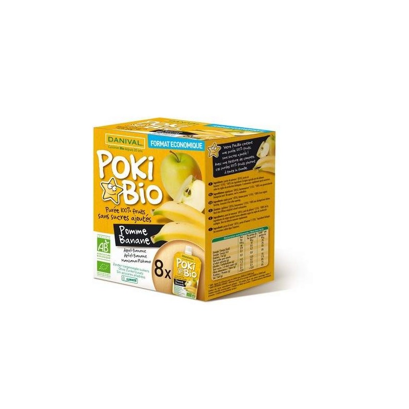Poki Bio Pomme Banane En Gourde 8X90G Danival
