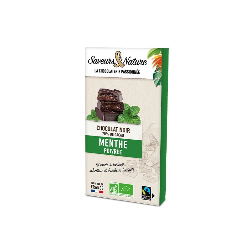 Chocolat Noir Fourres Menthe 80Gr SAVEURS ET NATURE