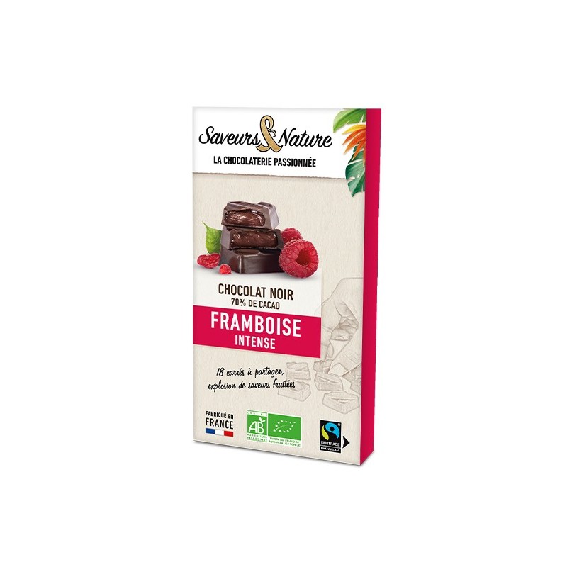 Chocolat Noir Fourre Framboise 80Gr SAVEURS ET NATURE