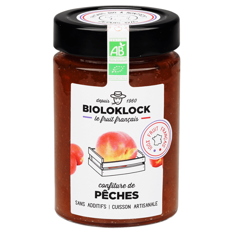 Confiture Peche France 230G BIOLO'KLOCK