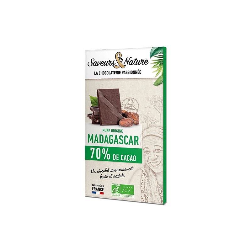 Chocolat Noir 70% De Cacao Madagascar 80Gr SAVEURS ET NATURE