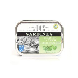 Sardines Basilic Thym Huile Olive 115G JACQUES GONIDEC