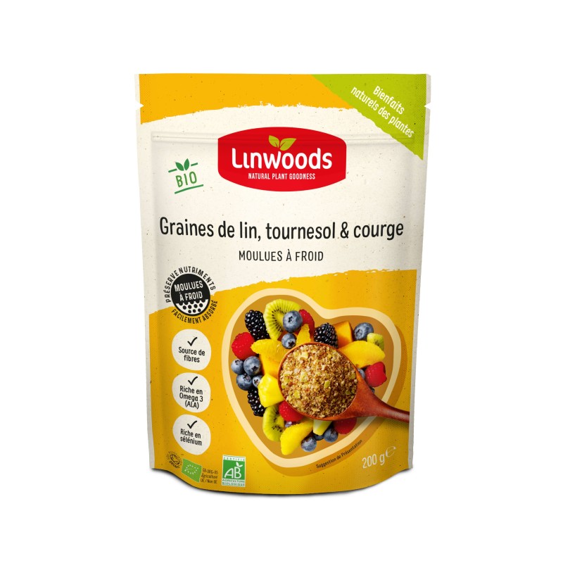 Graines Lin Tournesol Courge Moulues 200 LINWOODS