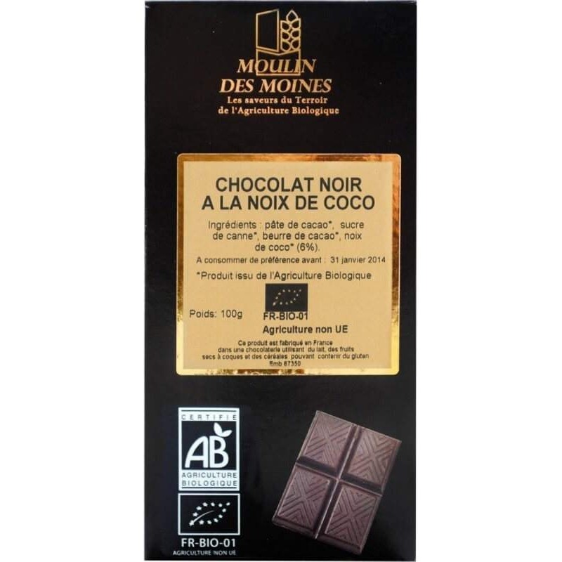 Chocolat Noir Noix De Coco 100G Moulin des moines