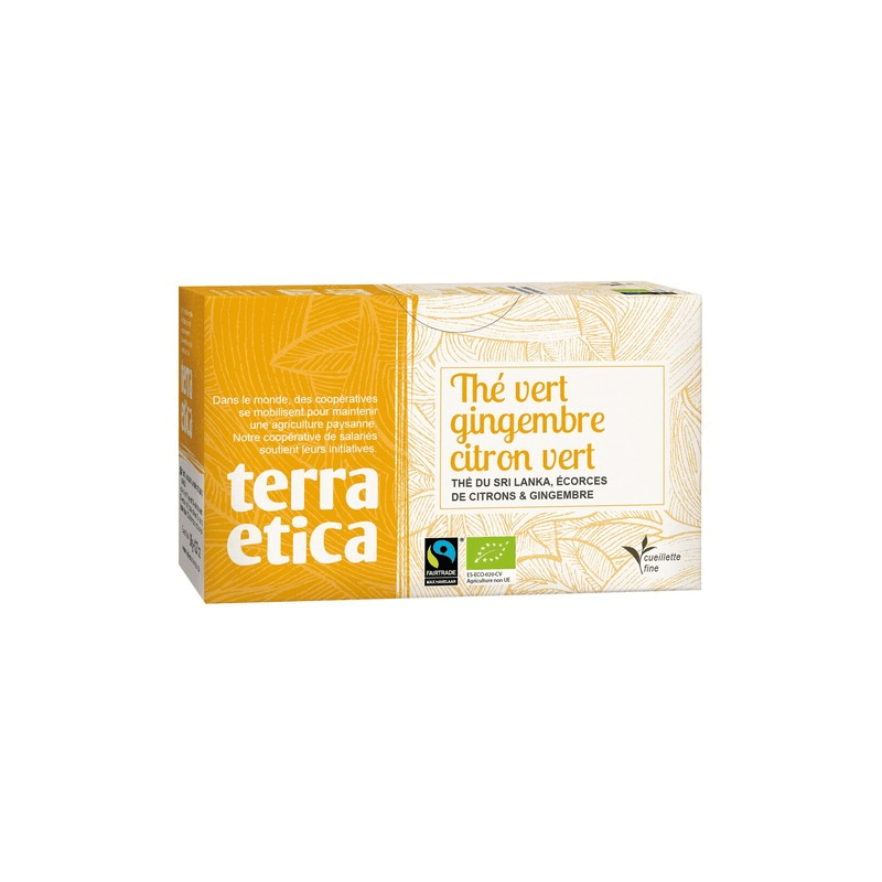 The Vert Gingembre Citron Vert 20 Sachets terra etica