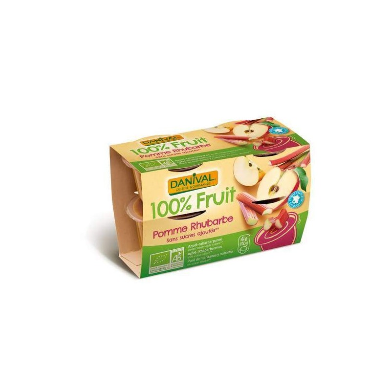 Dessert De Fruits Pomme Rhubarbe 100% 4X100G Danival