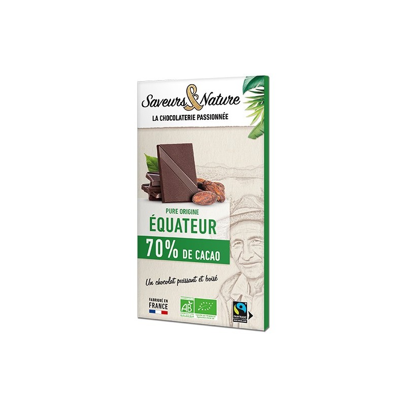 Chocolat Noir 70% De Cacao Equateur 80Gr SAVEURS ET NATURE