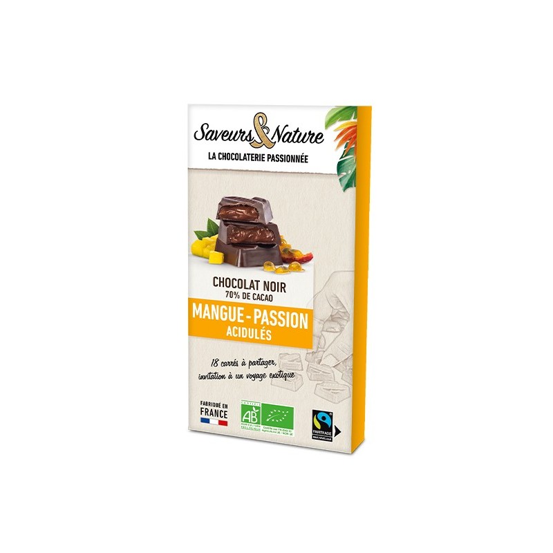 Chocolat Noir Fourre Mangue Passion 80Gr SAVEURS ET NATURE