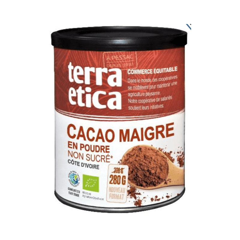 Pur Cacao Poudre Non Sucre 280Gr terra etica