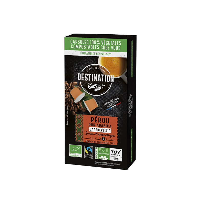Capsules Cafe Compostable Perou 10X5.5G Destination