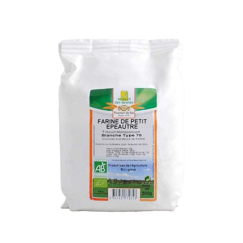 Farine Petit Epeautre Blc T70 500 Gr Moulin des moines