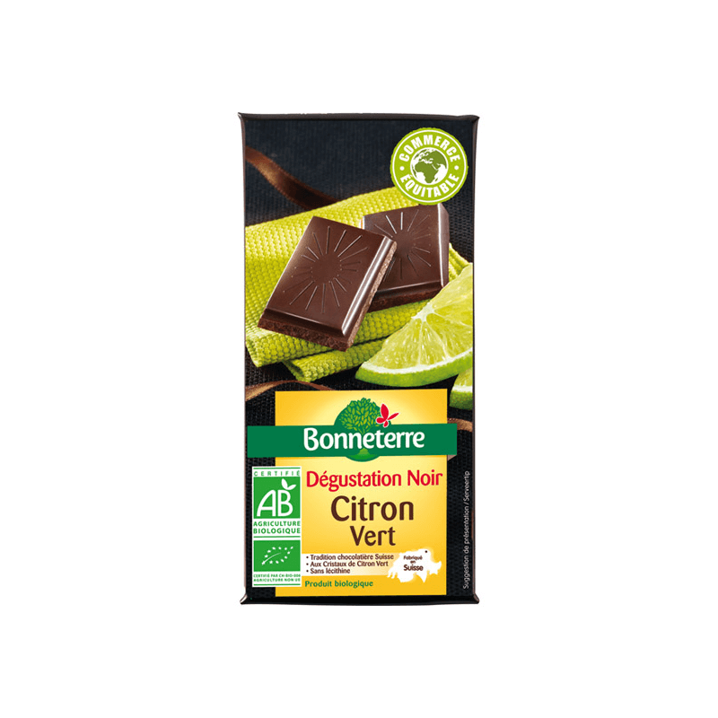 Chocolat Noir Citron Vert 90G Bonneterre
