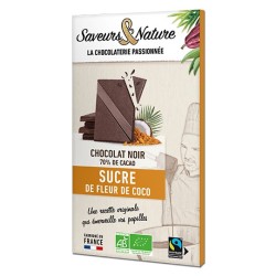 Chocolat Noir 70% Cacao A La Fleur De Coco 80Gr SAVEURS ET NATURE
