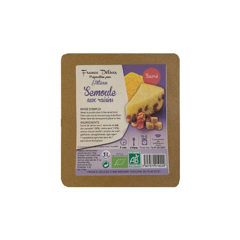 Gateau De Semoule Sucre FRANCE DELICE