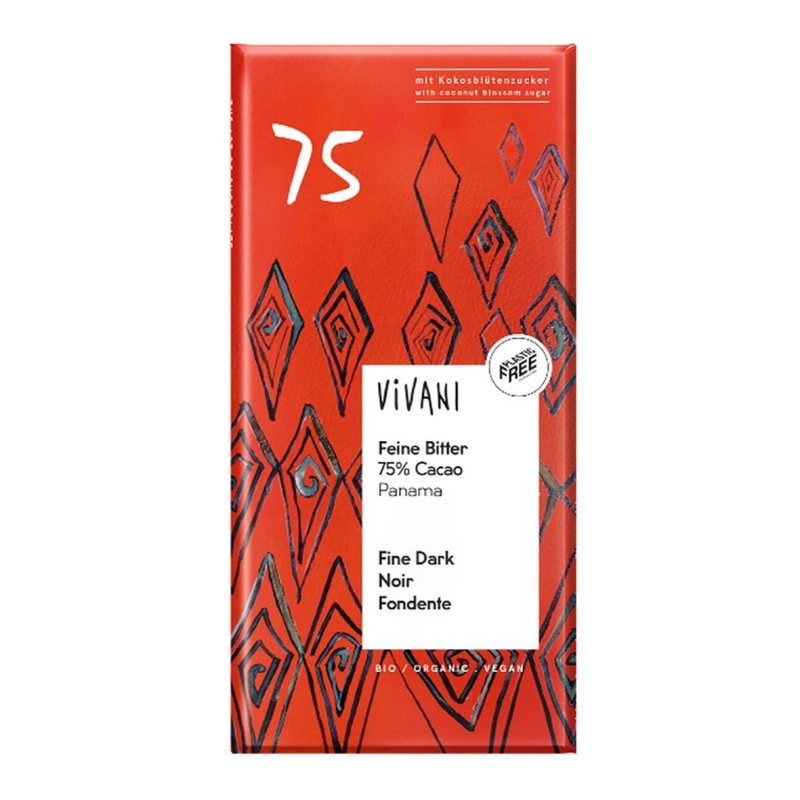 Chocolat Noir 75% Panama Au Sucre De Coco 80G Vivani