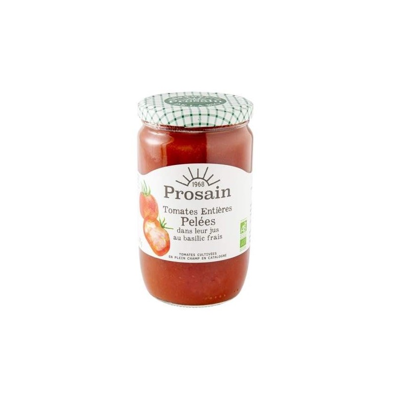 Tomates Entieres Pelees Au Basilic Frais 630G Sans Sel Prosain