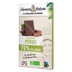 Chocolat Noir 70% Cacao Perou 80Gr SAVEURS ET NATURE