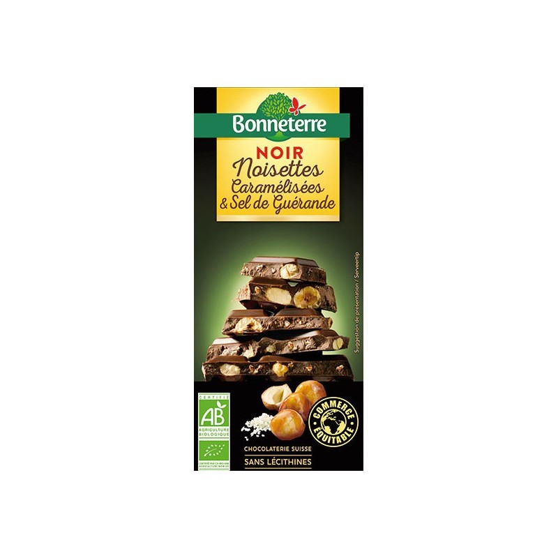 Chocolat Noir Noisettes Caramelisees Et Sel 180G Bonneterre