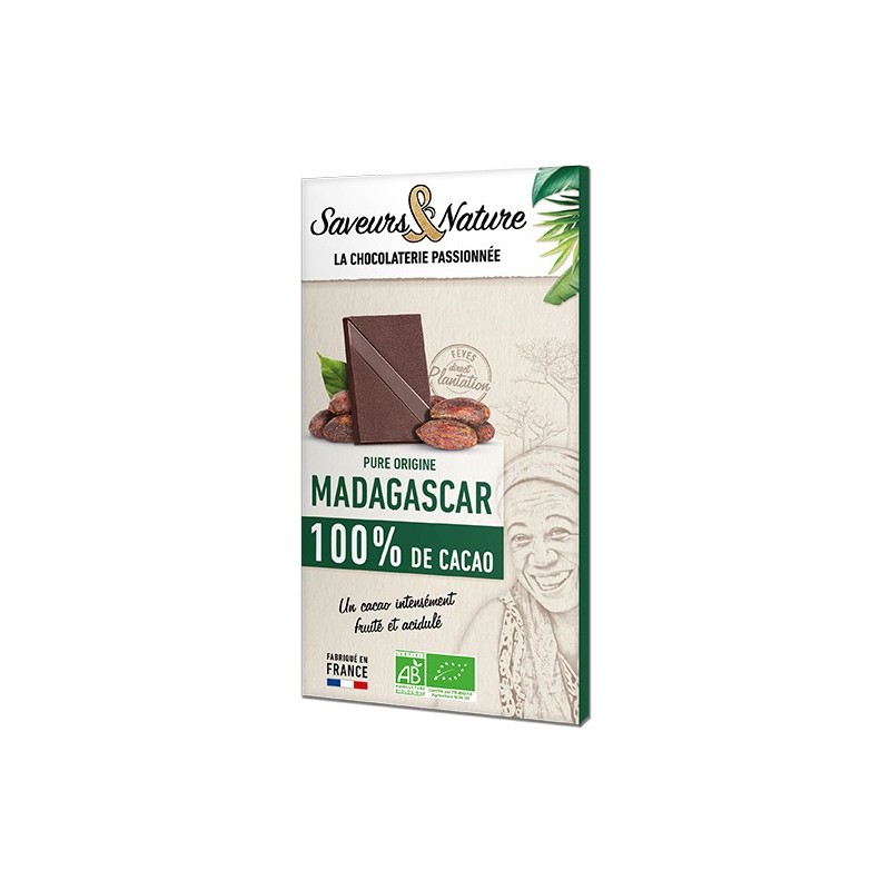 Chocolat Noir 100% Cacao Madagascar 80Gr SAVEURS ET NATURE
