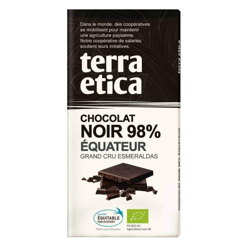 Tablettes Chocolat Noir 98% 100G terra etica