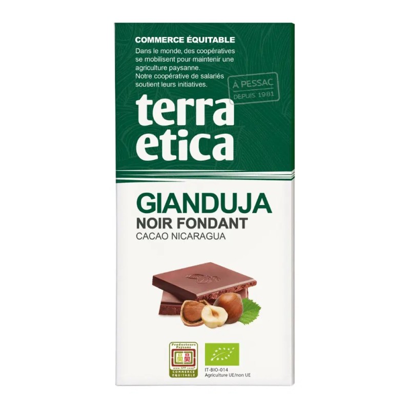 Tablette Chocolat Noir Gianduja 100Gr terra etica