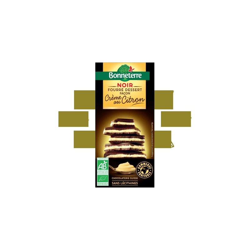 Chocolat Noir Fourre Creme Citron 100G Bonneterre