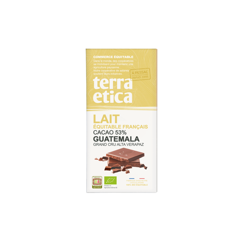 Tablette Chocolat Lait 53% De Cacao 100G terra etica