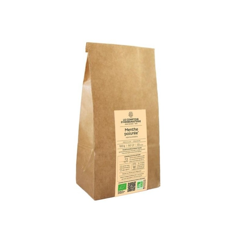 Menthe Poivree Bio Feuille Maxi Paquet France 100G Le Comptoir d'He...