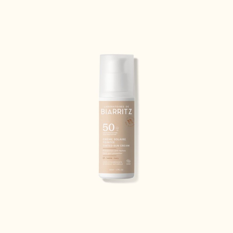 Crème solaire teintée SPF50 Ivoire - 50 ml LABORATOIRES DE BIARRITZ  dans votre magasin bio en ligne Etiketbio.eu