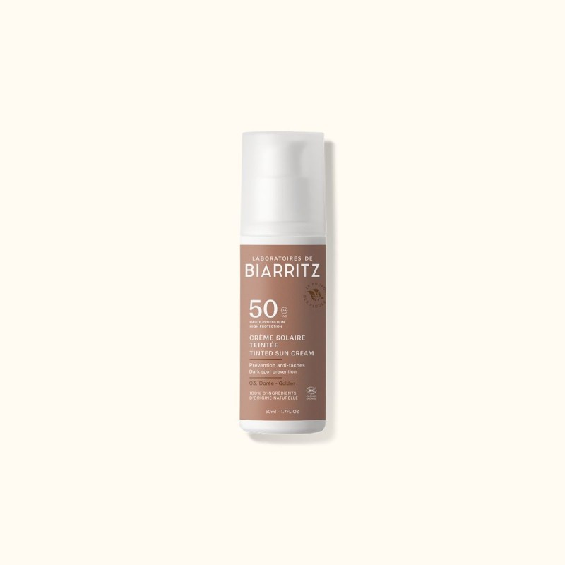 Crème solaire teintée SPF50 Dorée - 50 ml LABORATOIRES DE BIARRITZ  dans votre magasin bio en ligne Etiketbio.eu
